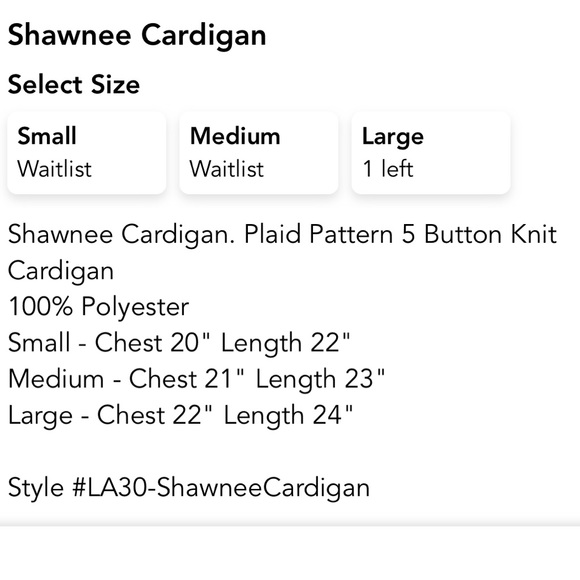NWOT Shawnee cardigan blown/black/cream. Sold out online for $42. - Picture 4 of 9